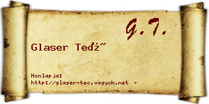 Glaser Teó névjegykártya